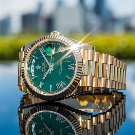 rolex 228238 green|Rolex green dial day date.